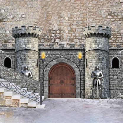 Panelee Medieval Party Decorations, Castle Backdrop Photo Prop, 10 x 6 ft Large Medieval Knight Birthday Party Decoration for Themed Birthday Supplies - style: Castle