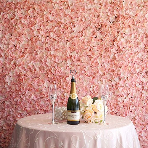 Enova Floral 4 Pack 11 Sq ft. Artificial Hydrangea Flowers Wall Mat Panel Faux Foliage Flowers Backdrop for Wedding Party Photo Event Decoration (Peach, 4) - color: Peach