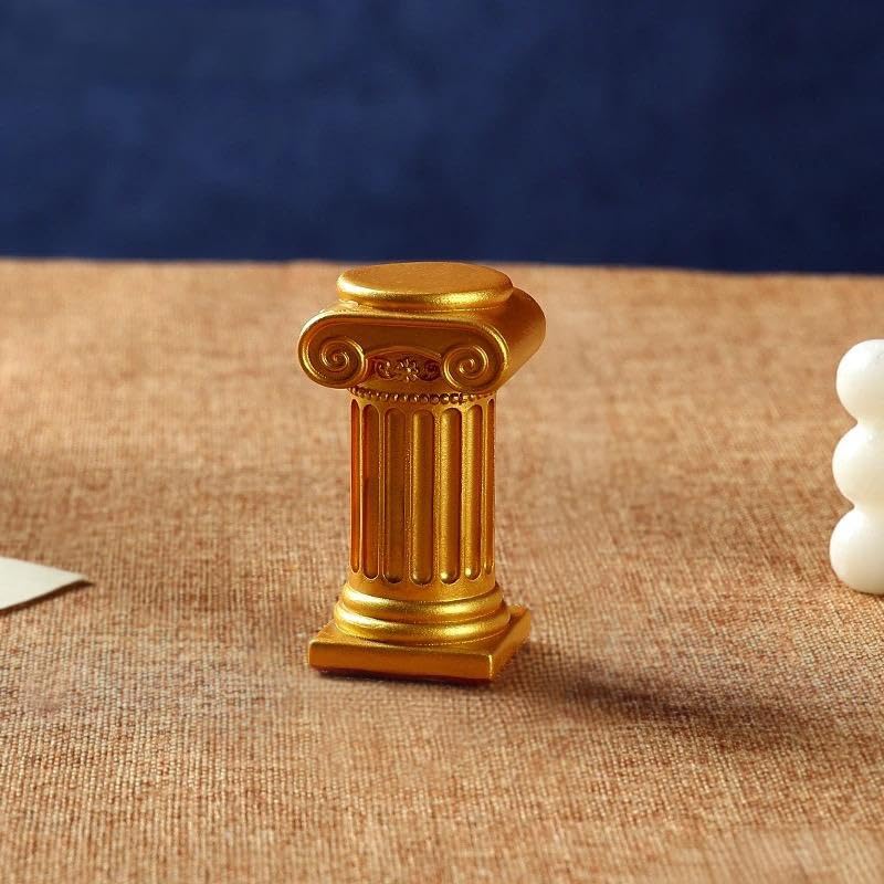 Mini Nordic Resin Roman Column, Greek Sculptural Angel Display, Photo Props, Candle Holder, Sketching Art Teaching Tools (Ionic A (Gold) - 8cm) - color: Ionic a (Gold) - 8cm