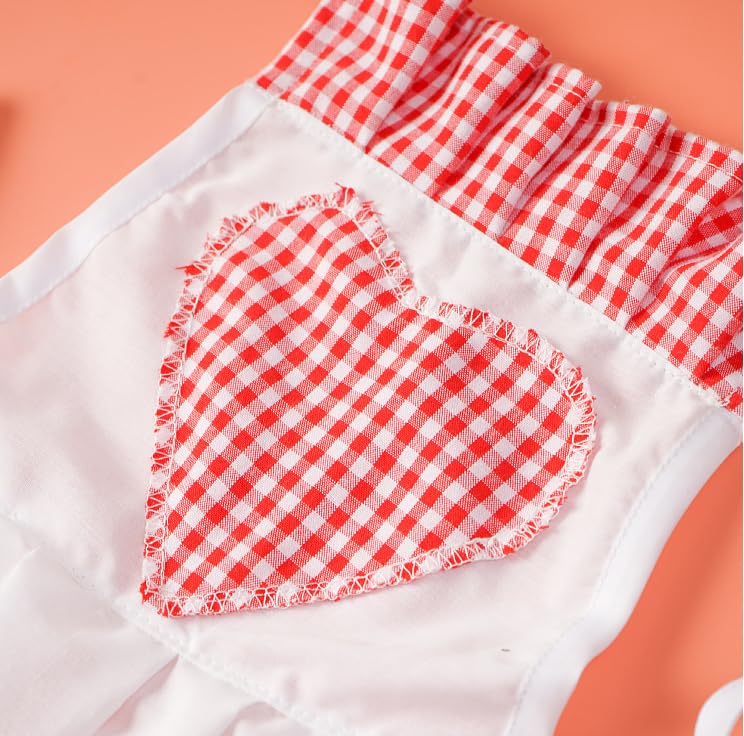Baby Chef Outfit Apron And Chef Hat Set, Baby Photoshoot Props Boy Newborn Photography Costume Infant Bakery Outfits - color: Red for Girls