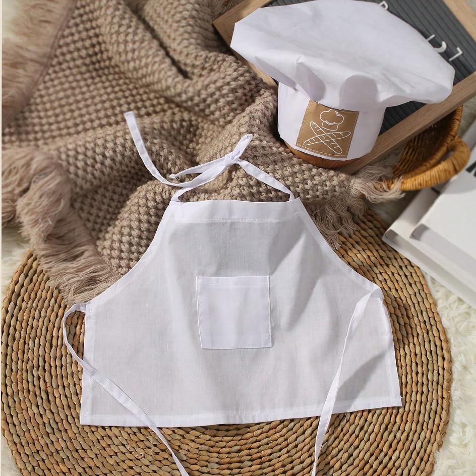 Baby Chef Outfit Apron And Chef Hat Set, Baby Photoshoot Props Boy Newborn Photography Costume Infant Bakery Outfits - color: White