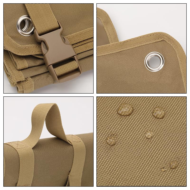 Outdoor Camping Tactical Training Shooting Mat Anti Slip Pad, Waterproof and Moisture-Proof Folding Mat Picnic Blanket Portable with Carry Strap - color: Khaki