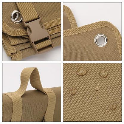 Outdoor Camping Tactical Training Shooting Mat Anti Slip Pad, Waterproof and Moisture-Proof Folding Mat Picnic Blanket Portable with Carry Strap - color: Khaki