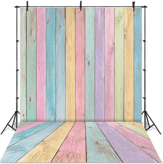 Colorful Wood Backdrop for Photography 8x10FT Easter Pastel Rustic Wooden Background Boy Girl Birthday Party Decorations Portrait Photoshoot Studio Props - size: 8x10ft: 96x120 Inch