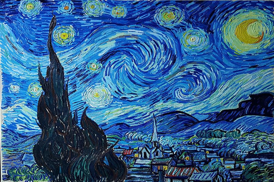 10x6.5ft Van Gogh Starry Sky Backdrop Abstract Stars Wall Oil Painting Photography Background Van Gogh Aesthetic Artwork for Wallpaper Decoration Birthday Party Baby Shower Wedding Photo Studio Props - size: 10x6.5ft