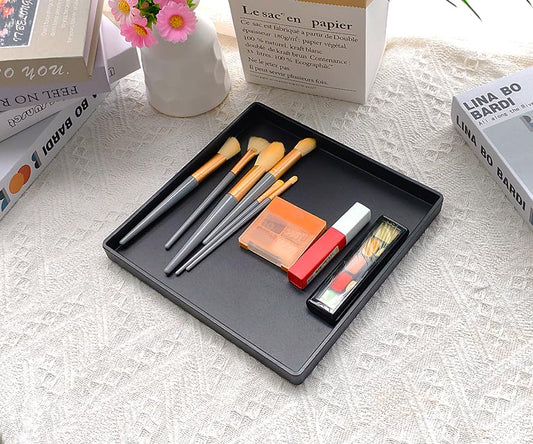 Small Square Serving Tray (9 inch), Durable Black Tray for Desserts & Organization, Lightweight for Coffee, Drinks, Party, Seasoning, Perfume and Display. - color: Black - 1 Tray, size: 9" x 9" x 0.8"