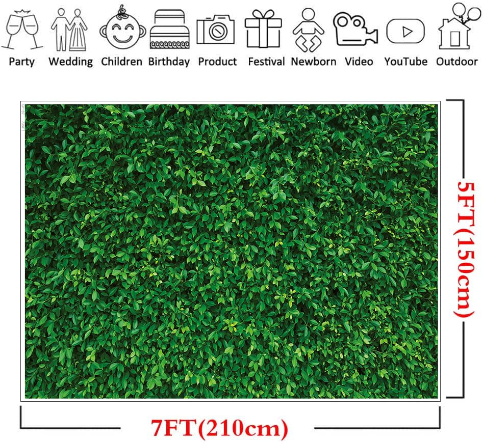 LYWYGG 7x5FT Vinyl Green Leaves Photography Backdrop Nature Greenery Leaves Backdrop Grass Background (Non 3D) CP-87 - size: 7x5FT