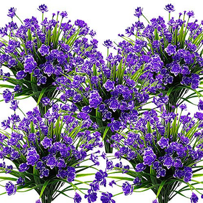 Grunyia 10 Bundles Artificial Daffodil Outdoors Flowers (Blue) - color: Blue-daffodil