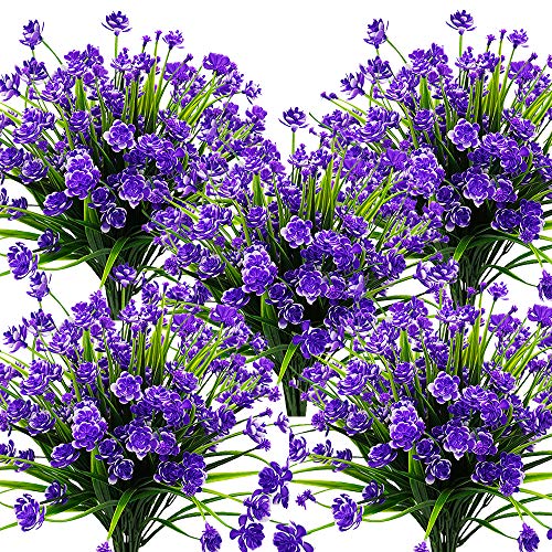 Grunyia 10 Bundles Artificial Daffodil Outdoors Flowers (Blue) - color: Blue-daffodil