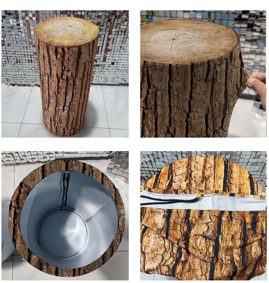 NIVIUS PHOTO Simulated Tree Stump Spandex Pillar Cover for Metal Cylinder Pedestal Stands - 3 Pieces - Covers Only, Stands are not Included (NO-240) - color: No-240