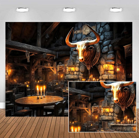 Rustic Western Tavern Decoration Backdrop, Farmhouse Western Old Wooden House Tavern Interior Background, Party Decoration Studio Photography Banner Booth Props 12x10ft - color: brown, size: 12X10FT