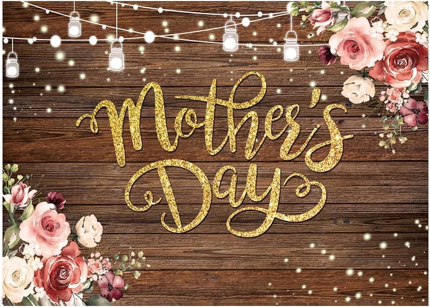 8x6ft Happy Mother's Day Backdrop Mothers Day Wood Flower Photography Backdrop Thanks Mother Photoshoot Backdrops Mother's Day Birthday Background Studio Props 212