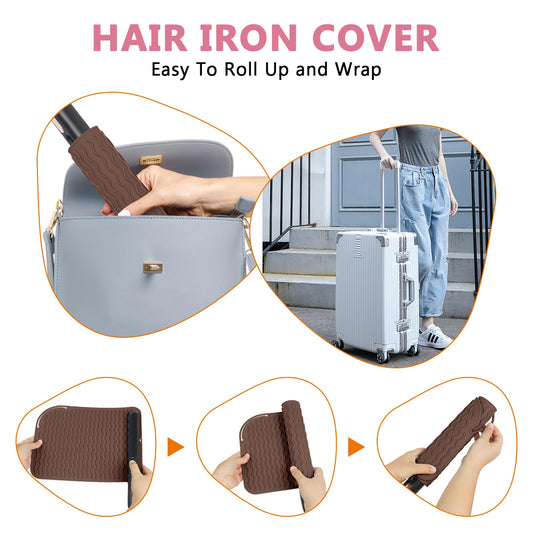 Larger Size Silicone Heat Resistant Mat for Curling Irons, Flat Irons, Hair Straightener and Other Hair Styling Tools, Portable Hot Tools Pad Cover for Travel Vanity Salon(12.0" x 9.0") - color: Mocha Brown