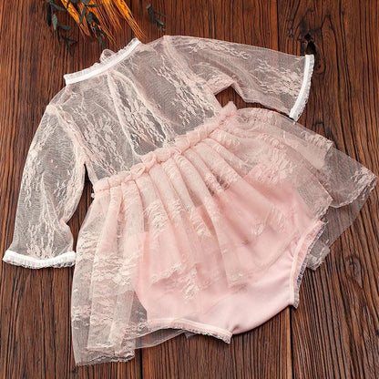 Newborn Photography Outfits Girl Baby Photo Tutu Dress Newborn Photoshoot Romper Baby Picture Lace Outfit - color: Pink2