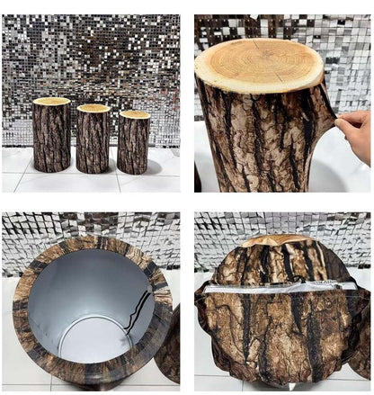 NIVIUS PHOTO Simulated Tree Stump Spandex Pillar Cover for Metal Cylinder Pedestal Stands - 3 Pieces - Covers Only, Stands are not Included (NO-228) - color: No-228
