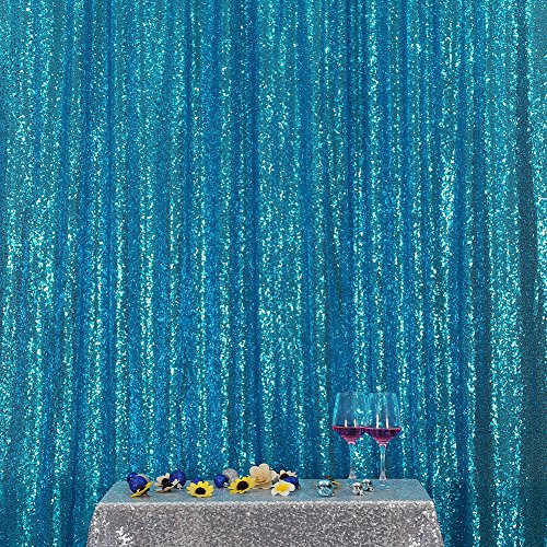 Poise3EHome 6FT x 8FT Turquoise Sequin Photography Backdrop Curtain for Party Decoration - color: Turquoise, size: 6x8 ft